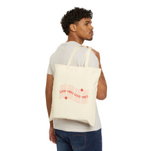 Load image into Gallery viewer, Good Vibes Cotton Canvas Tote Bag, Eco-Friendly Shopping Bag, Gift for Friends, Beach Bag, Reusable Grocery Tote, Summer Vibes