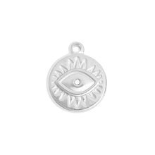Load image into Gallery viewer, Crystal Evil Eye Sun Disc Charm Necklace