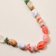 Load image into Gallery viewer, Organic Resin Bead Necklace | Colorful Chunky Beaded Statement Chain with Gold Accents, Adjustable Length