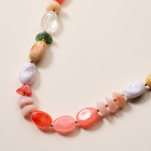 Load image into Gallery viewer, Organic Resin Bead Necklace | Colorful Chunky Beaded Statement Chain with Gold Accents, Adjustable Length