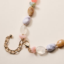 Load image into Gallery viewer, Organic Resin Bead Necklace | Colorful Chunky Beaded Statement Chain with Gold Accents, Adjustable Length