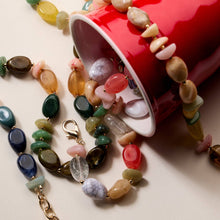 Load image into Gallery viewer, Organic Resin Bead Necklace | Colorful Chunky Beaded Statement Chain with Gold Accents, Adjustable Length
