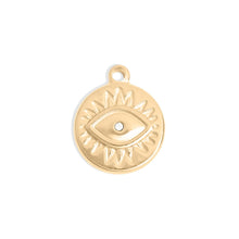 Load image into Gallery viewer, Crystal Evil Eye Sun Disc Charm Necklace