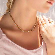 Load image into Gallery viewer, Stainless Steel Turquoise Chain Necklace
