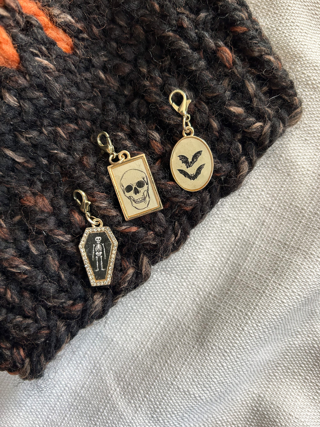 Stitch Markers - Macabre (gold)