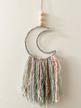 Load image into Gallery viewer, Moon Catcher - Crescent Moon (light pink and seafoam green)
