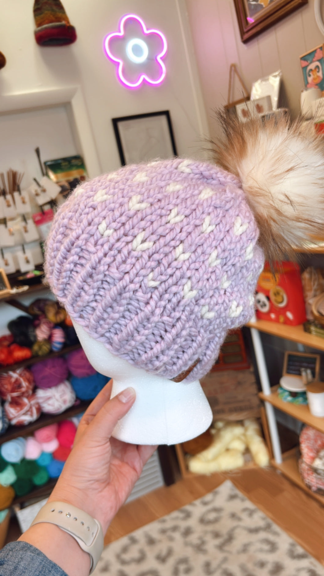 Chunky Beanie - Lavender Rainbow