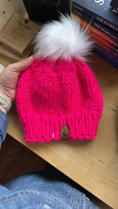 Scranton Beanie - Highlighter Pink w/ pom