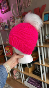 Scranton Beanie - Highlighter Pink w/ pom