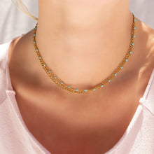 Load image into Gallery viewer, Stainless Steel Turquoise Chain Necklace
